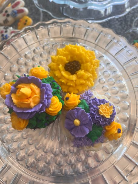 Show your team or school spirit with these Yellow and Purple Cupcakes and frosted sugar cookies!
